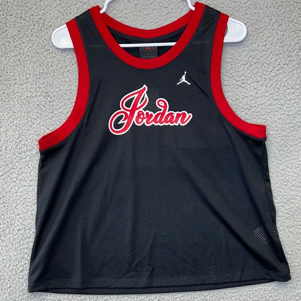 Jordan Womens Sz Large Jersey Tank‎ Top Number 23 Black and Red NEW